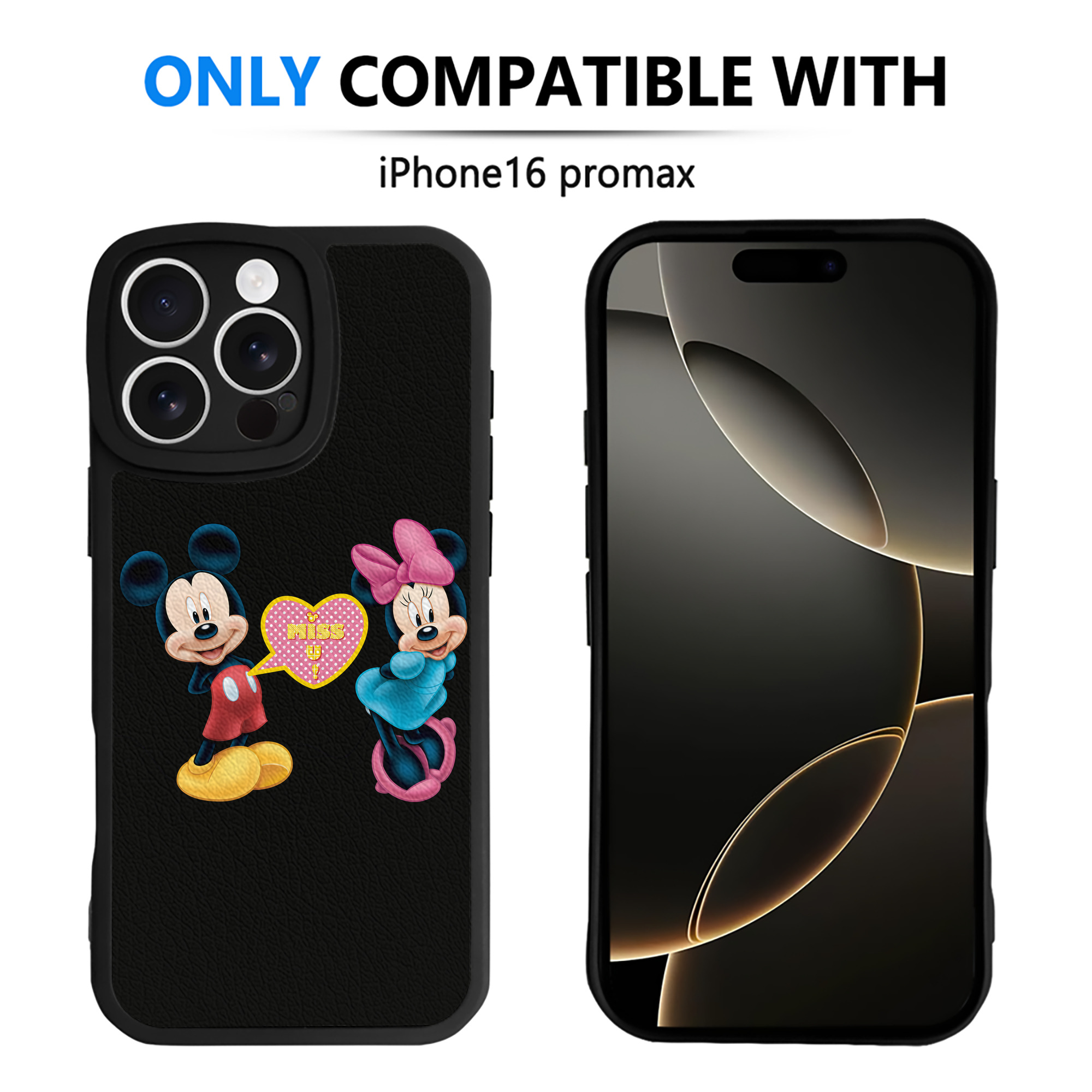 （画像用） ミッキーマウス Mickey Mouse 【iPhone 16シリーズ対応】シリコンスマホケース（レザー調） 材質：シリコン